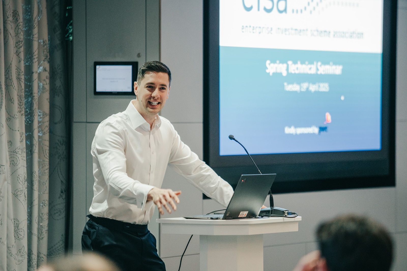 Thomas Hudson presenting at the EISA Spring Technical Seminar
